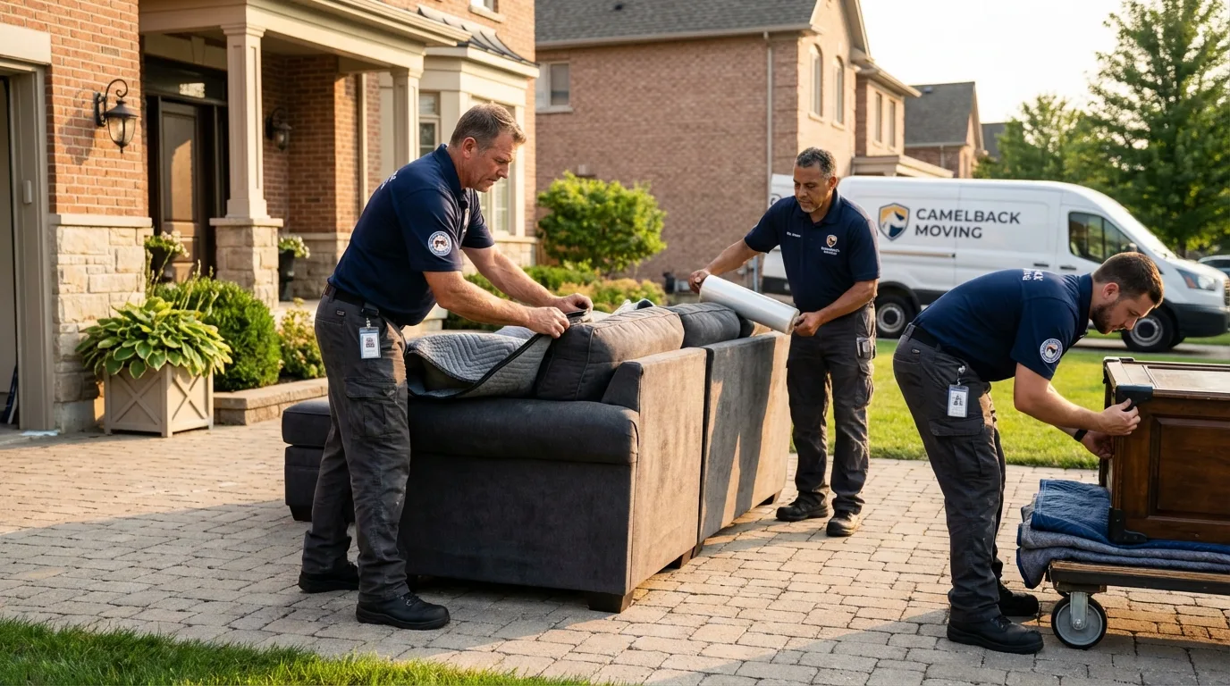 Large estate moving crew wrapping furniture in Addison, IL